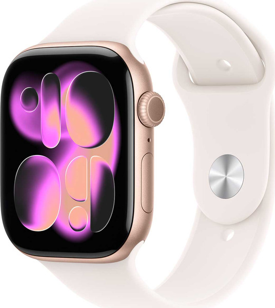 Apple MEV74LW-A Watch Series 11 GPS 46mm Pink Gold Aluminium Case with Light Blush Sport Band - M/L (195950463842) - USA Spec